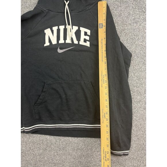 Nike Hoodie Sweatshirt Womens Medium Black Spell Out Swoosh Kangaroo Pocket - Picture 3 of 6